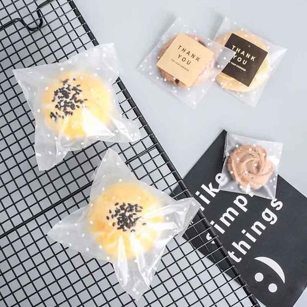 

gift wrap christmas cookie bag 100pcs/set white dots transparent frosted opp birthday party wedding candy packaging