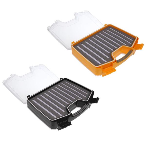 

two-sided waterproof fishing box slit foam easy grip storage case accessories
