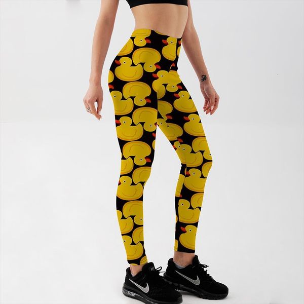 

wholesale yellow ducks funny womens legging european pants stretch, Black
