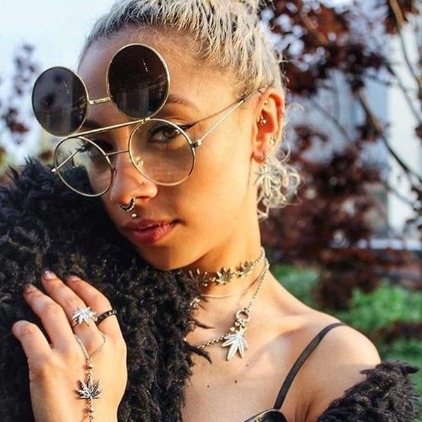 

sunglasses jackjad 2021 fashion vintage round steampunk flip up clamshell classic design retro sun glasses 400, White;black