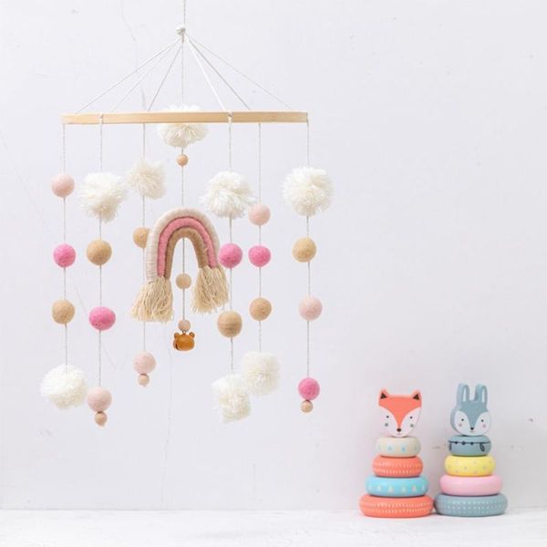 

stroller parts & accessories hand woven rainbow round wooden ring pendant cultivate baby's imagination and creativity used as baby gym