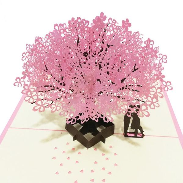 

greeting cards 3d up card wedding cherry tree invitations valentine's day anniversary handmade postcard gifts