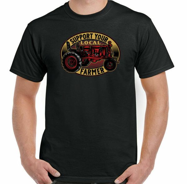 

farmer t-shirt farming farm tractor driver support your local mens funny top, White;black