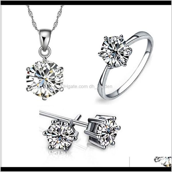 

bracelet, earrings & sets drop delivery 2021 zircon necklace ring three piece simple bright earring jewelry set wlsyx, Black