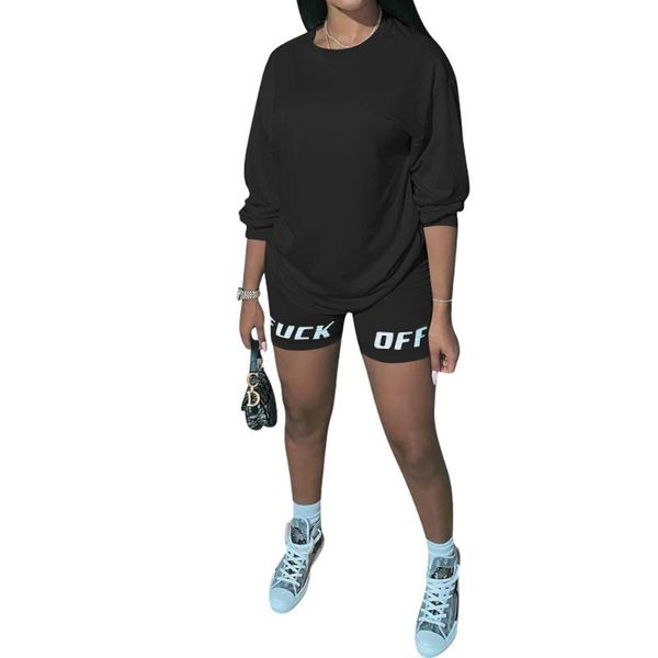 

women's tracksuits simple style women solid colour sets long sleeve o-neck loose skinny letters shorts casual fitness yoga training fem, Gray