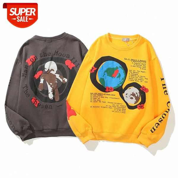 

hip-hop kanye with bubble hair letter printing sweater men and women couple round neck #lz2i, Black