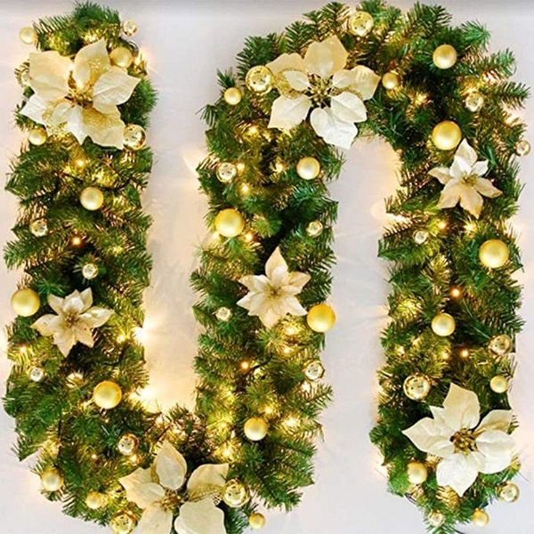 

decorative flowers & wreaths 2.7m christmas led rattan wreath garland light flower strip ornament door tree home decorations