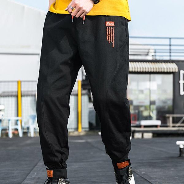 

men's pants mens fashionable cargo plus size loose tracksuit with tied feet trousers streetwear sweatpants pantalon homme, Black