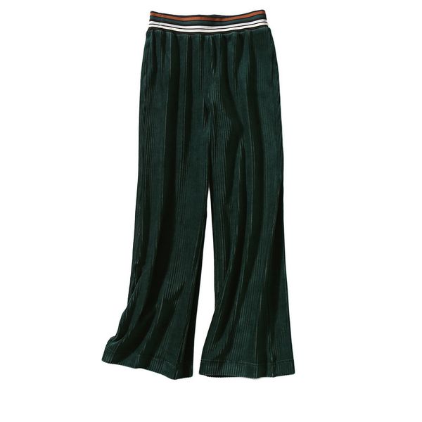

fashionable pants f23 no change elastic high waist casual corduroy wide leg autumn girl, Black;white