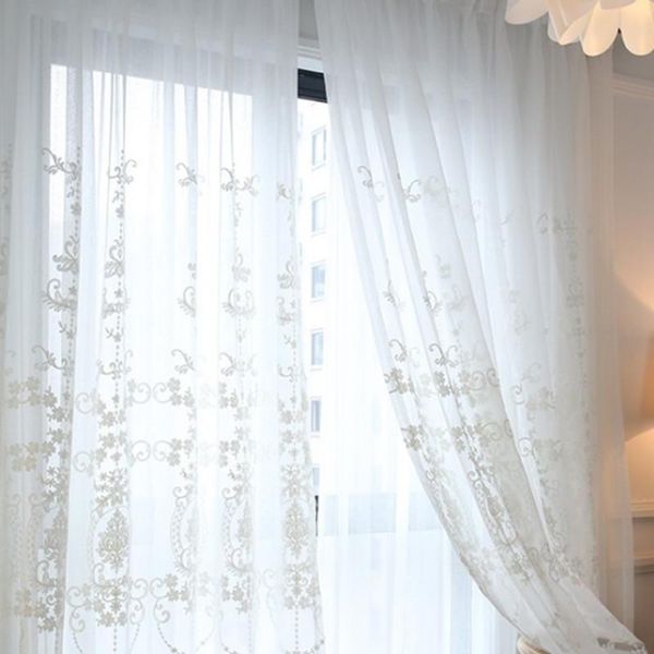 

curtain & drapes white embroidered ployester fabrictulle curtains window sheer voile for living room bedroom european style home decor