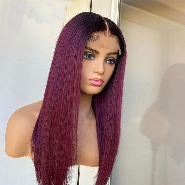 

ombre 99j shoulder cut bob silky straight 13x4/6 human hair lace frontal wig with babyhair preplucked brazilian can dye permed wigs, Black;brown