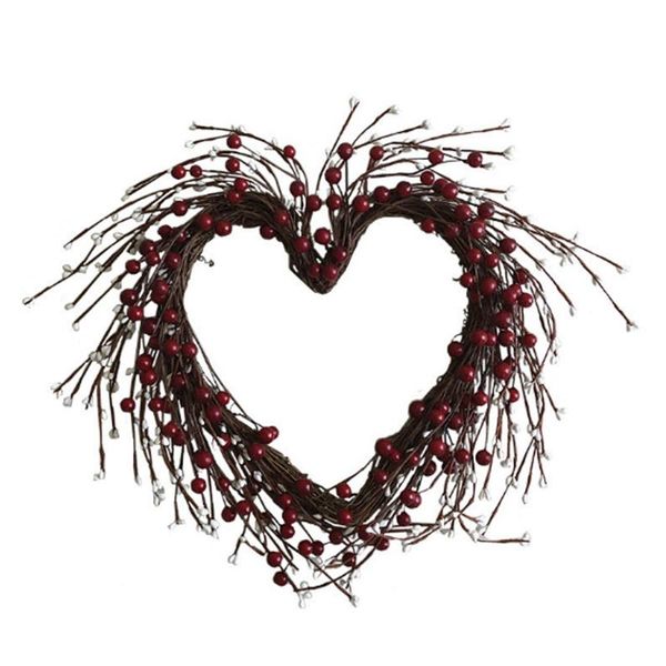 

decorative flowers & wreaths simulation berry large heart-shaped garland rattan wreath valentine's day wall hanging wedding decoration