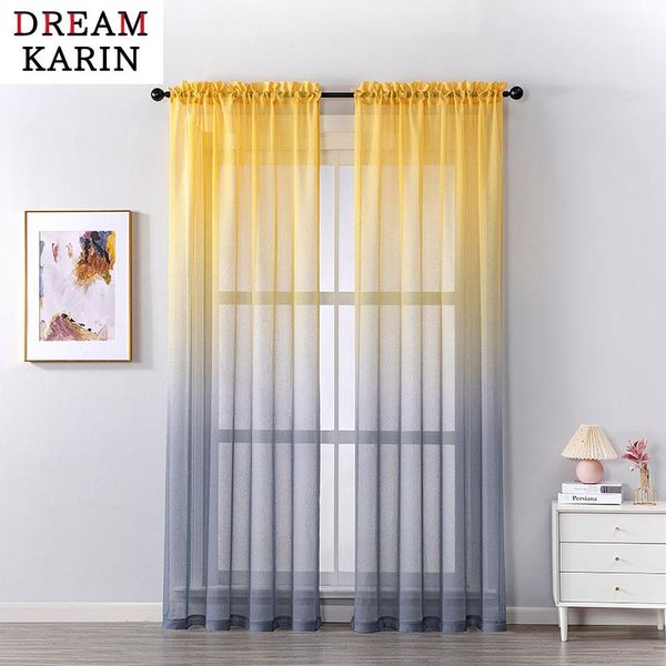 

gradient multi color tulle curtains for living room bedroom organza voile curtain window treatment panel home decor & drapes