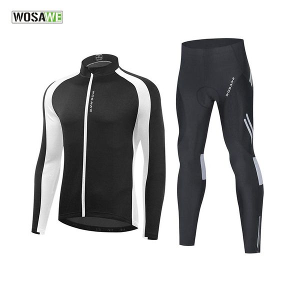 

cycling jerseys set gel padded pants spring windproof quick dry breathable long sleeve coat jacket suits racing sets, Black;blue