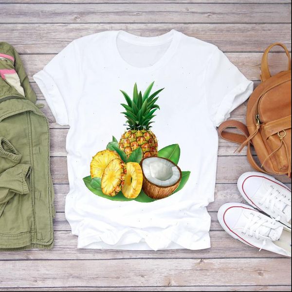 

women womens summer pineapple fruit sweet 90s camisas mujer t shirts shirt ladies graphic female tee, White