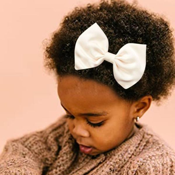 

hair accessories solid color bow clips handmade hairpins for girls boutique kids headwear fabric children horquilla, Slivery;white