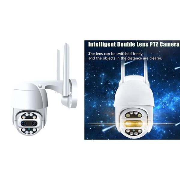 

dual-lens ptz wifi camera outdoor auto tracking home security ip dome with 64g card cameras