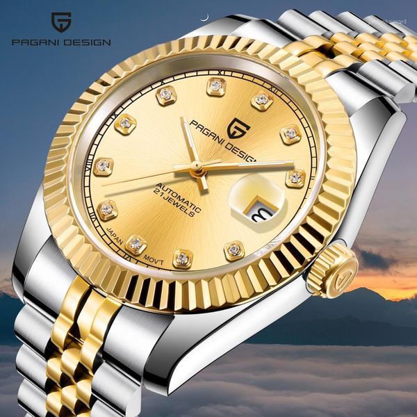 

men's watch self-winding mechanical date stainless steel sapphire glass waterproof reloj hombre 2021 nh35a wristwatches, Slivery;brown