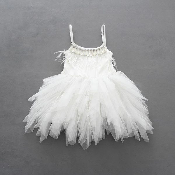 

girl's dresses 2021 handmade girls princess dress sweet summer ball gown with feather rivets child boutique costume for wedding birthda, Red;yellow