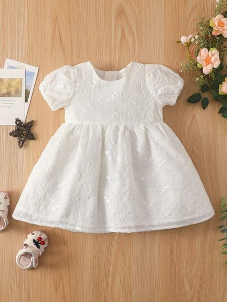 

baby floral embroidered puff sleeve dress she, Red;yellow