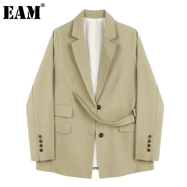 

[eam]women green irregular big size blazer lapel long sleeve loose fit jacket fashion tide spring autumn 2021 1da755 women's suits & bl, White;black