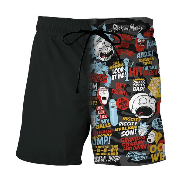 

men's shorts 2021 summer ri and modi 3d digital print beach pants breathable, White;black
