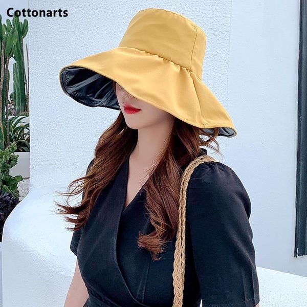 

wide brim hats female vinyl lining sun hat double-sided wear fisherman outdoor anti-uv big fashion bucket women's panama, Blue;gray