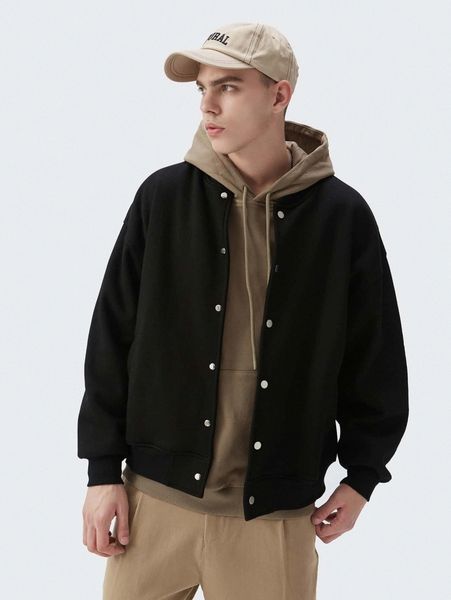 

men drop shoulder bomber jacket t6gc#, Black;brown