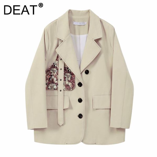 

women's suits & blazers [deat] 2021 autumn fashion tide coat long sleeve jacquard single-breasted turn-down collar loose blazer women 1, White;black
