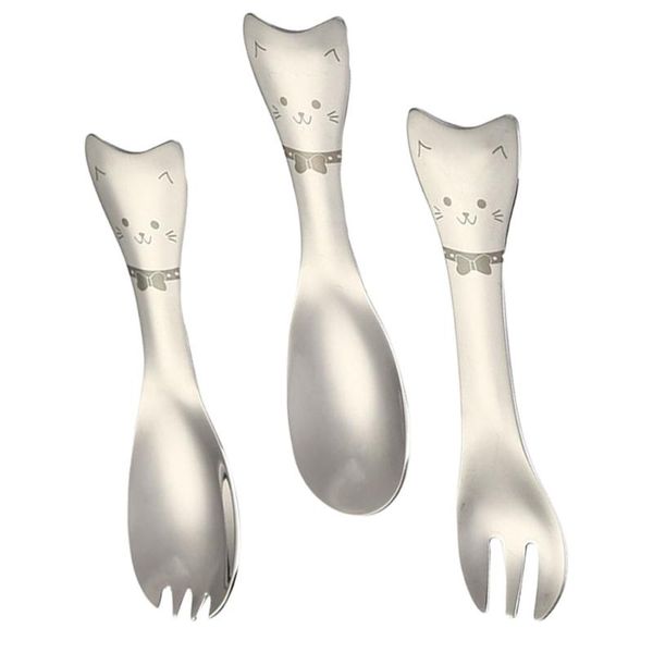 

forks 3pcs stainless steel ice cream spoons home fork spoon kit serving (silver)