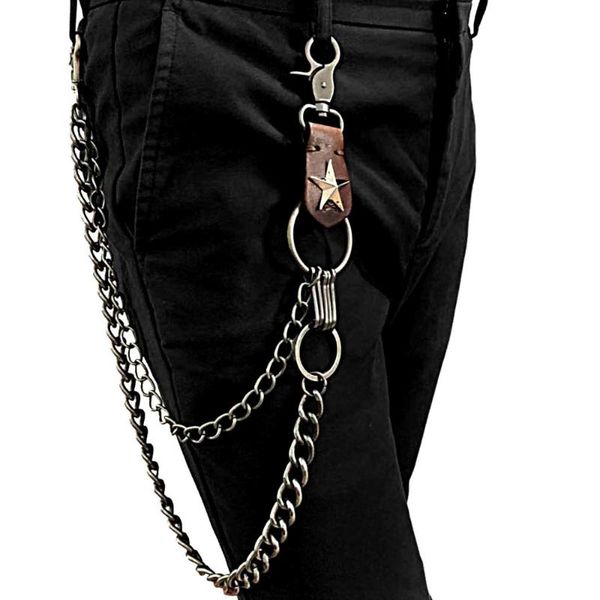 

keychains heavy metal mens star trucker biker keychain key jean wallet chain xmas gift, Silver