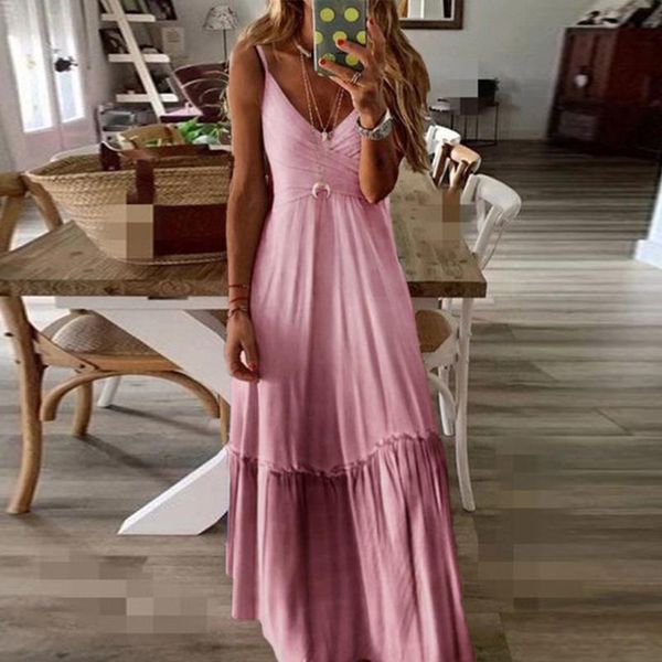 

casual dresses #h30 womens summer boho maxi long dress beach v neck off shoulder floral halter backless bow vestidos, Black;gray