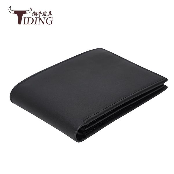 

business men's wallet real leather black short fashion simple money wallets for man genuine, Red;black