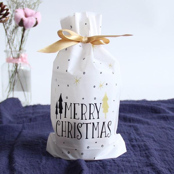 

christmas decorations 50pcs merry for home year 2021 presents santa gift bag candy snowflake crisp drawstring