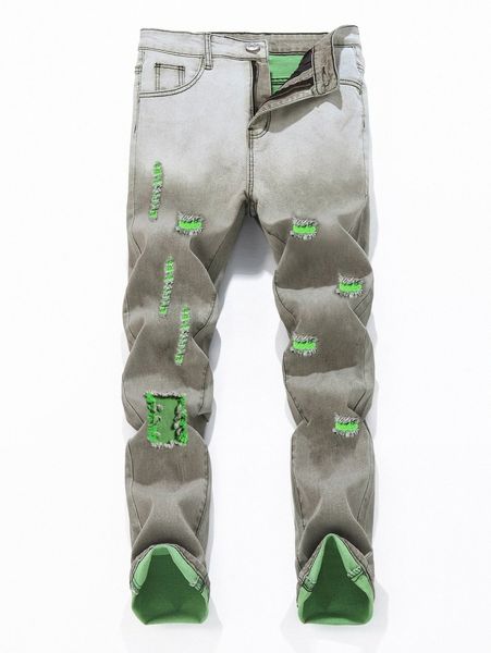 

romwe guys ripped skinny jeans 48wq#, Blue