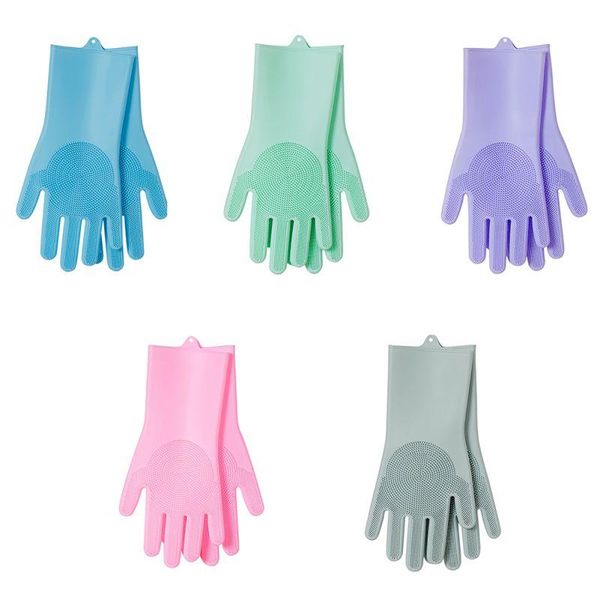 

dishwashing gloves wash cleaning silicone with sponge scrubbers for washing kitchen bathroom car drop disposable