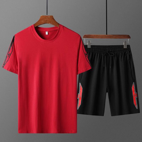 

men's tracksuits sport summer track suits tshirts shorts set polyester bermuda board short printed casual tracksuit men clothing, Gray