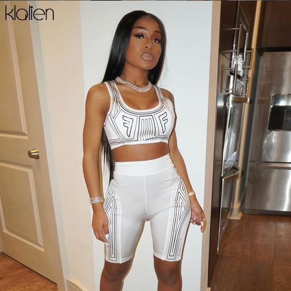 

pants summer fashion casual tank and shorts two piece set women fitness sports activewear slim elastic female suit new, White