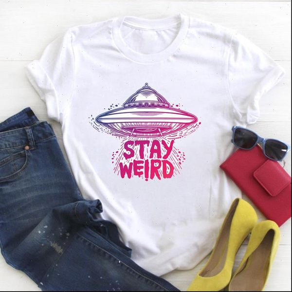 

women ufo printing cute clothing fashion print ladies summer t tee female shirt clothes womens graphic, White