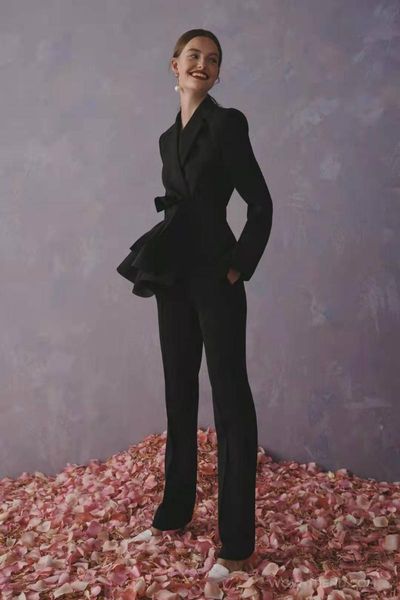 

women's two piece pants autumn fashion temperament lapel slim suit set, White