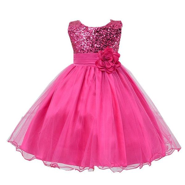 

girl's dresses 2021 summer girls sequins wedding party dress tutu princess kids for christmas children clothing 3 8 12 year, Red;yellow