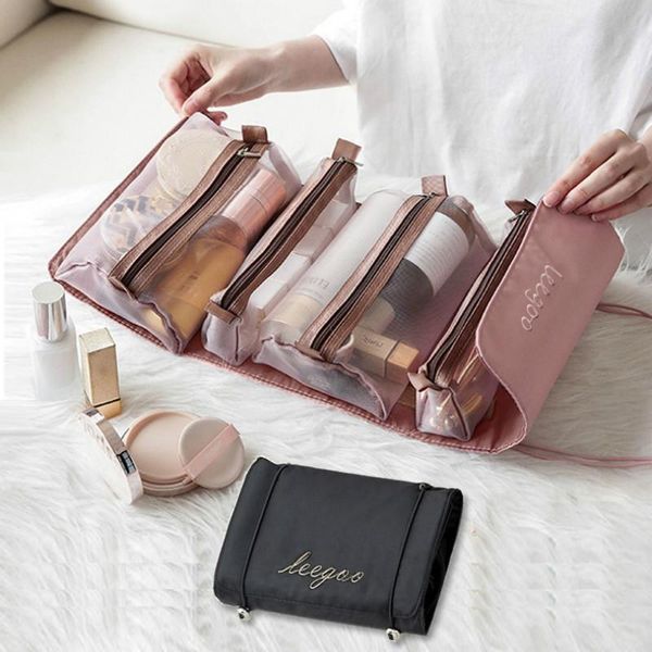 

storage bags travel cosmetic bag women mesh make up box beautician necessarie toiletry makeup brushes lipstick organizer