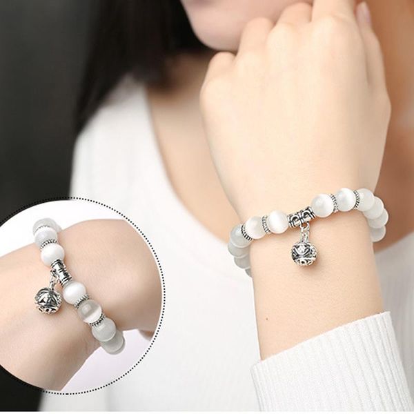 

charm bracelets opal beads women's crystal fashion women bracelet vintage stainless steel braceletes for, Golden;silver