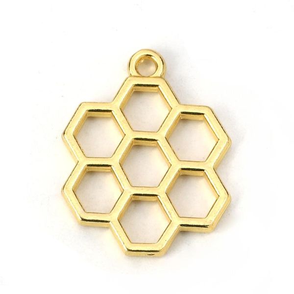 

pendants doreen box fashion zinc based alloy open back bezel for resin gold color honeycomb charms 26mm(1") x 20mm( 6/8"), 5 pcs, Black