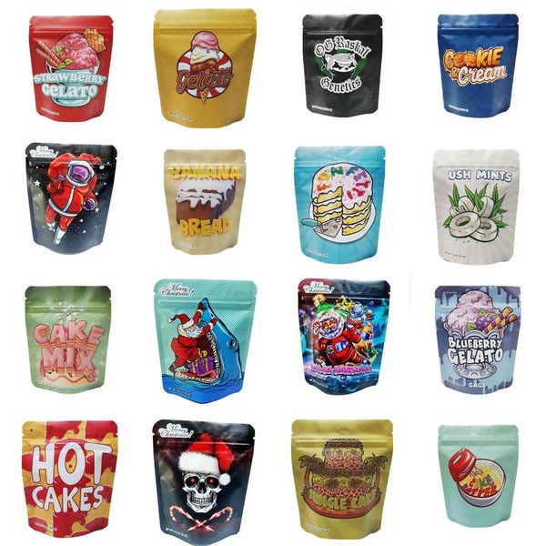 

cake batter mylar bag 3.5g stand up smell proof zipper food bags banana bread edible packaging cookie and cream blue berry gelato 10x jllpgw