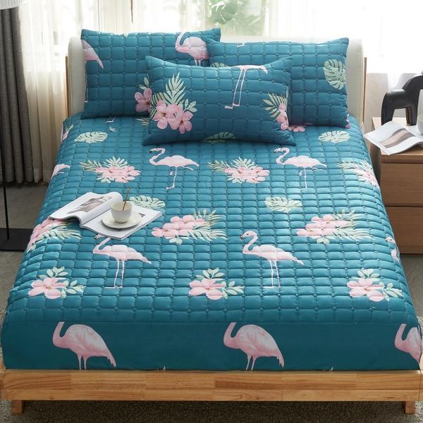 

sheets & sets thicken quilted mattress cover king queen bed fitted sheet anti-bacteria protector