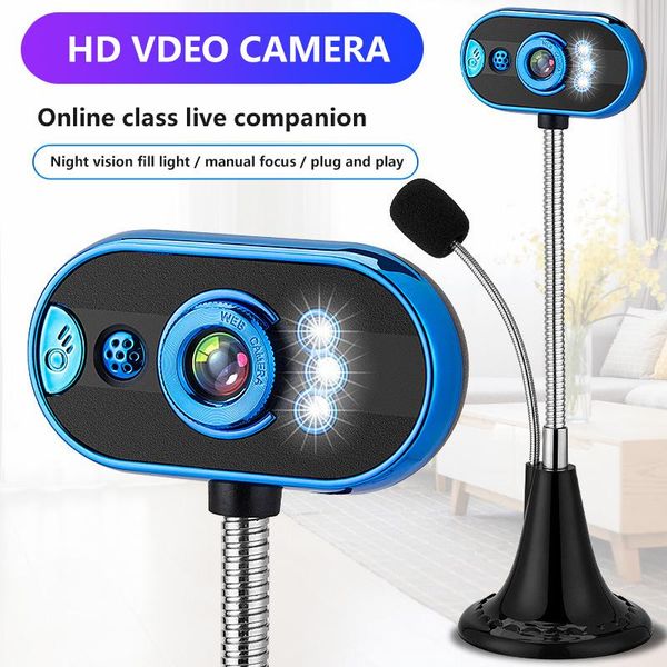 

webcams 1pc home office microphone drive usb hd webcam with night vision camera for live broadcast video conference work
