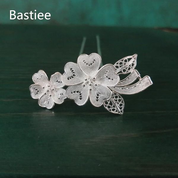 

other bastiee 999 sterling silver hair stick pins hanfu comb accessories for women hmong handmade luxury jewelry gifts, Slivery;golden