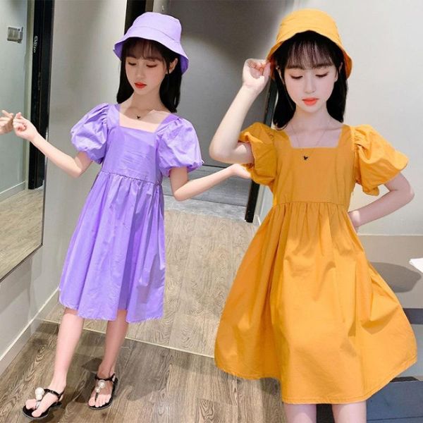 

girl's dresses kids princess 2021 summer teen fashion dress for girls clothes age 6 8 years beach holiday children's clothing, Red;yellow