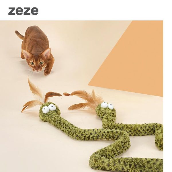 

cat toys snake funny stick toy supplies self-healing relief feather long pole